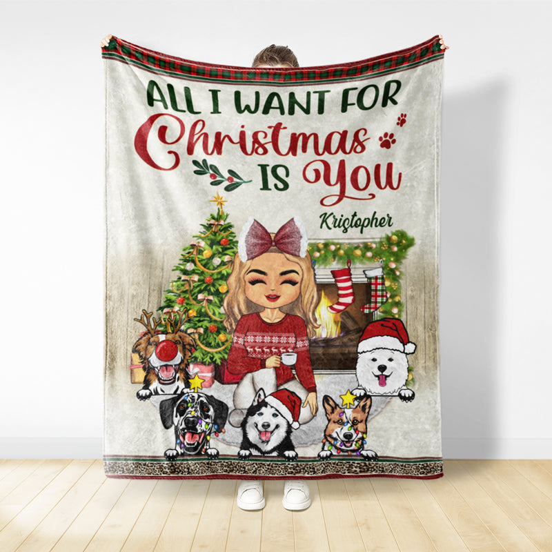 Personalized Christmas Gift For Dog Lovers, Xmas Dog Blanket