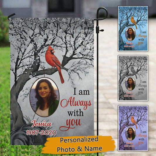 Always With You Blossom Tree Memorial Personalized Cardinal Flags For Graves