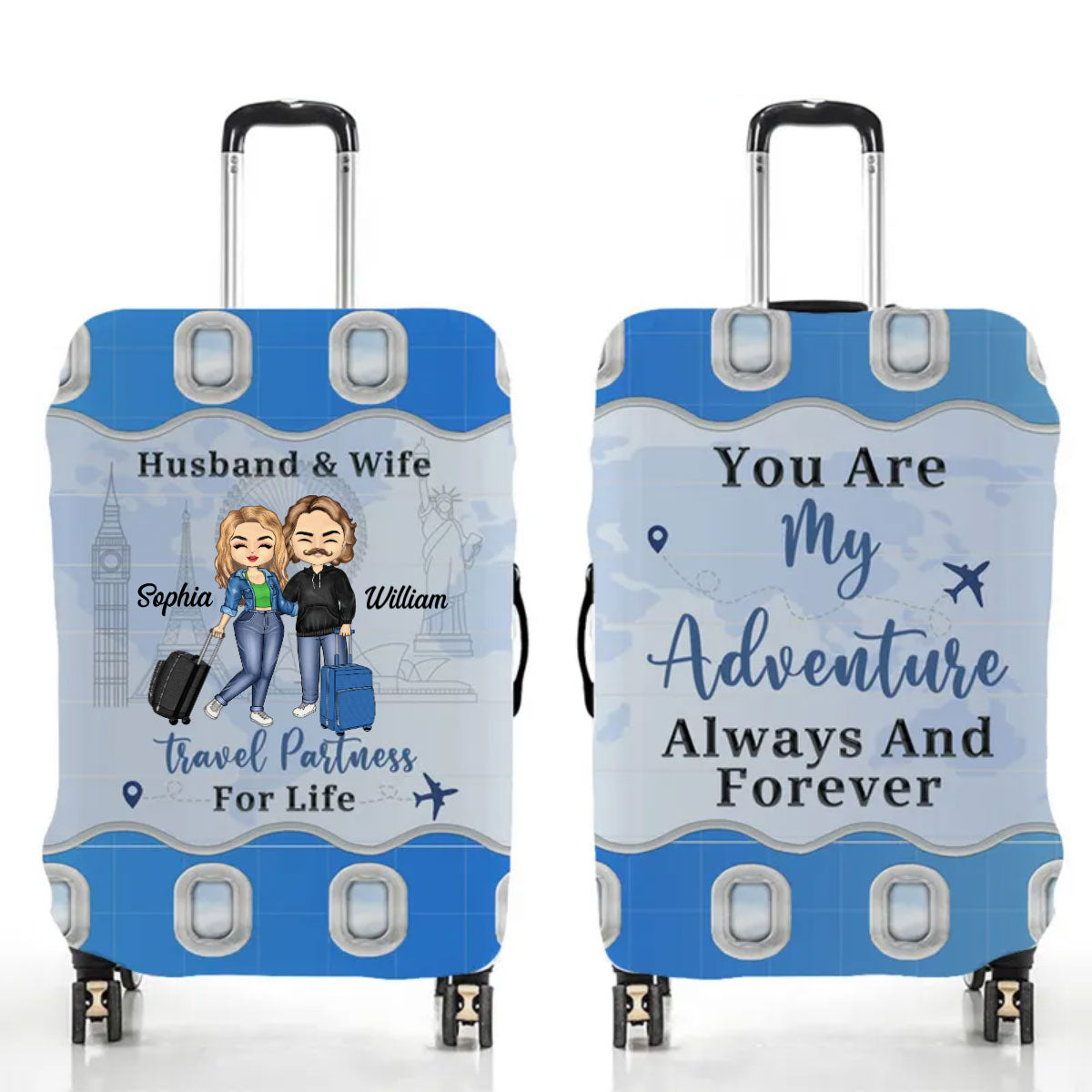 Travel Couple Travel Partners For Life - Couple Gift - Personalized Custom Luggage Cover