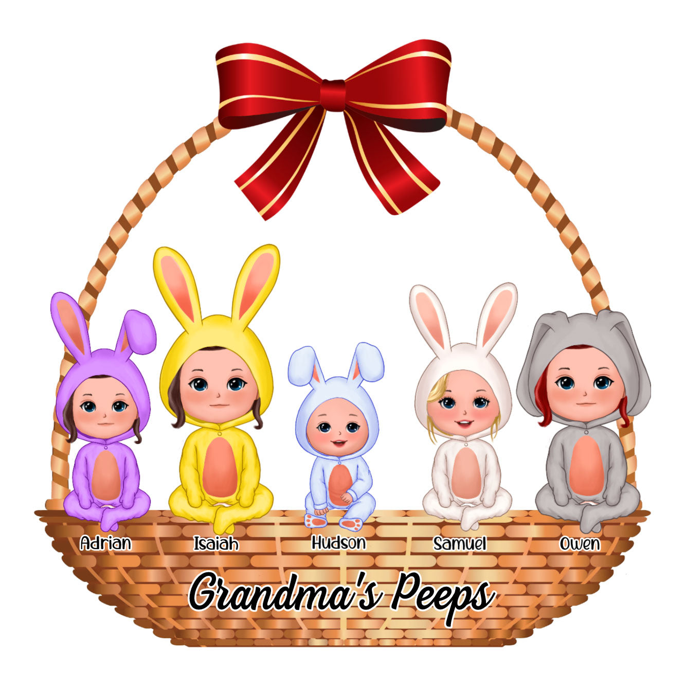 Bright Colors Pattern Grandma‘s Bunny Doll Kids Easter Personalized Metal Wall Art