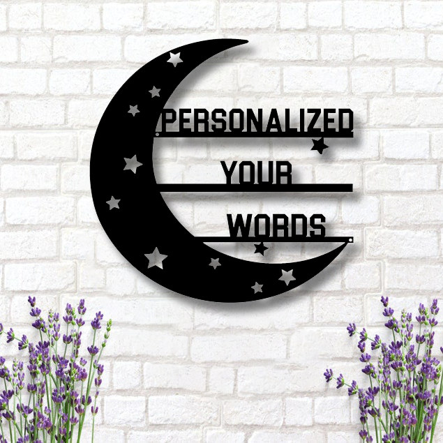 Personalized Words Moon Sign Room Decor Metal Wall Art