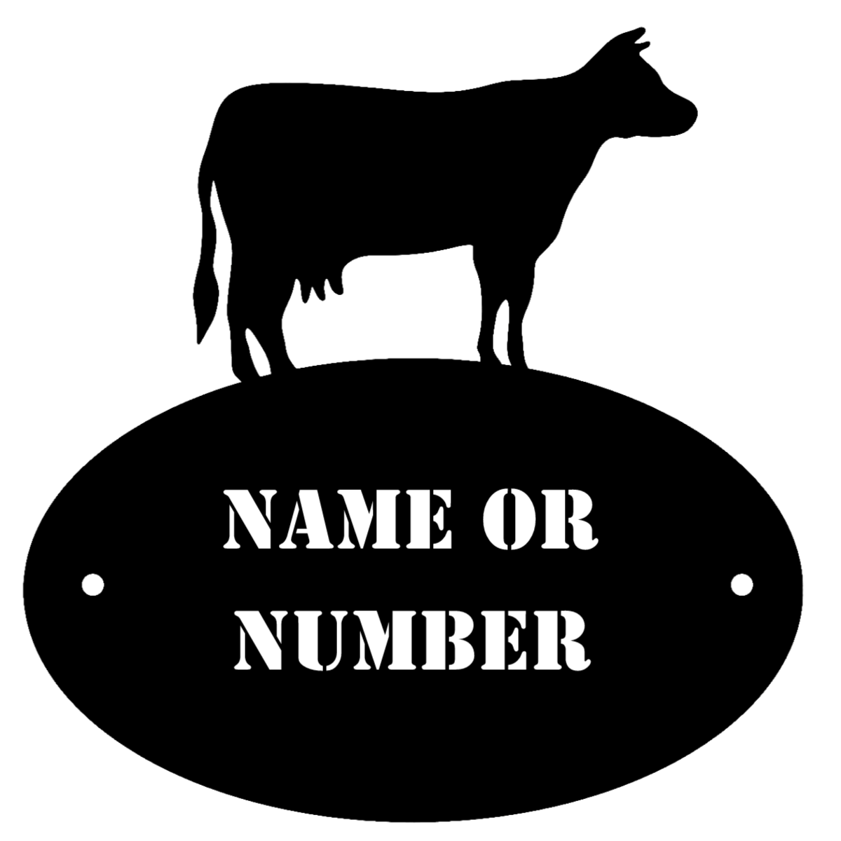 Cow 2 Line Wall Address Plaque Sign - Bespoke Modern Contemporary Personalised House Number Door Sign