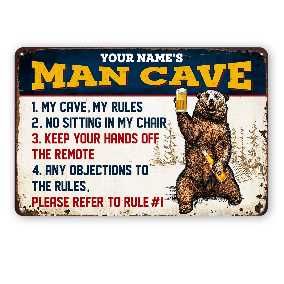 Personalized Man Cave Metal Signs