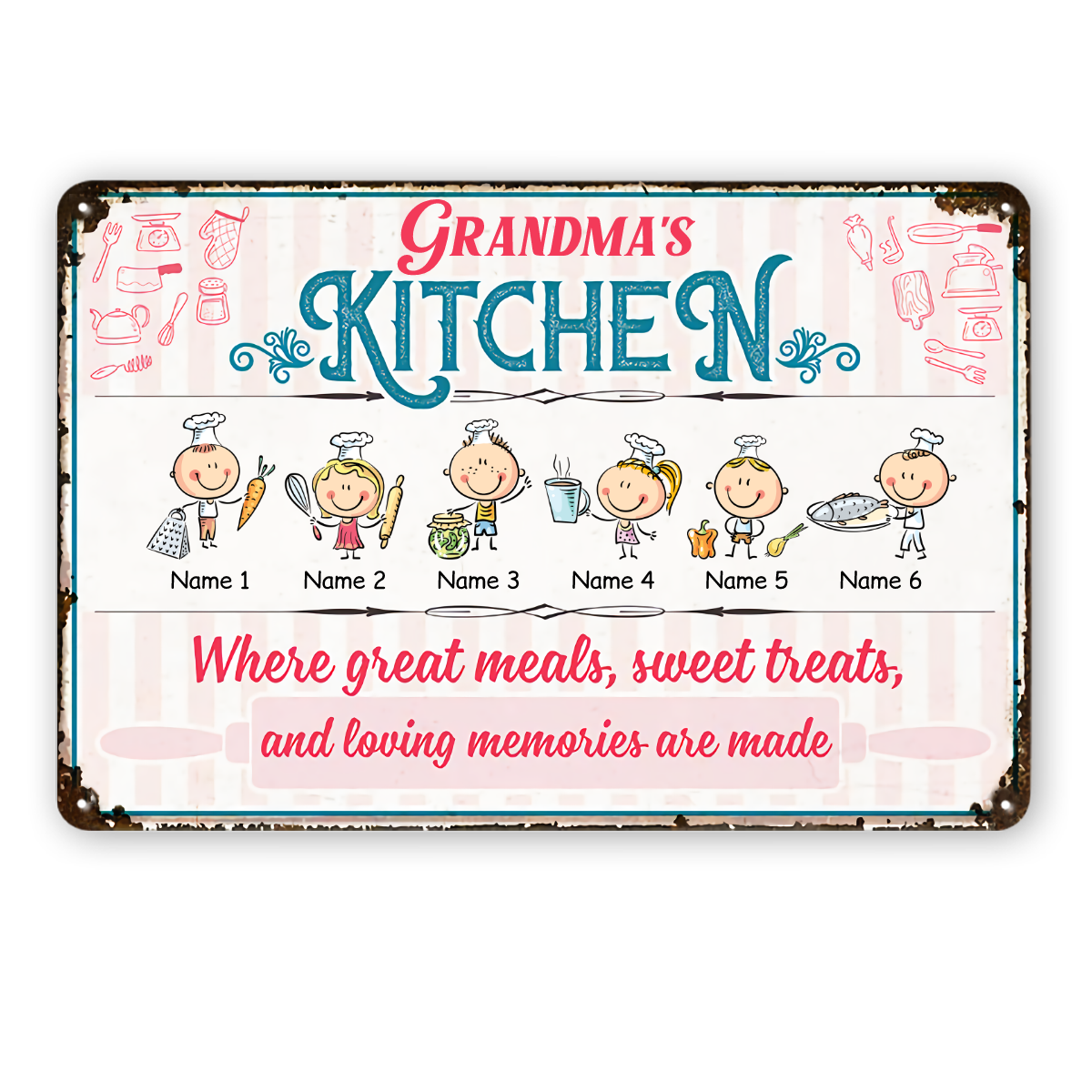 Personalized Kitchen Mom Grandma Metal Sign