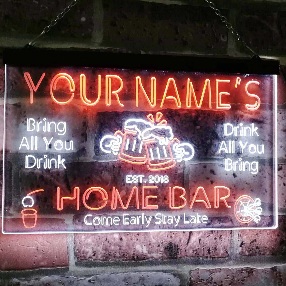 Personalized Your Name Custom Home Bar Neon Signs Beer Established