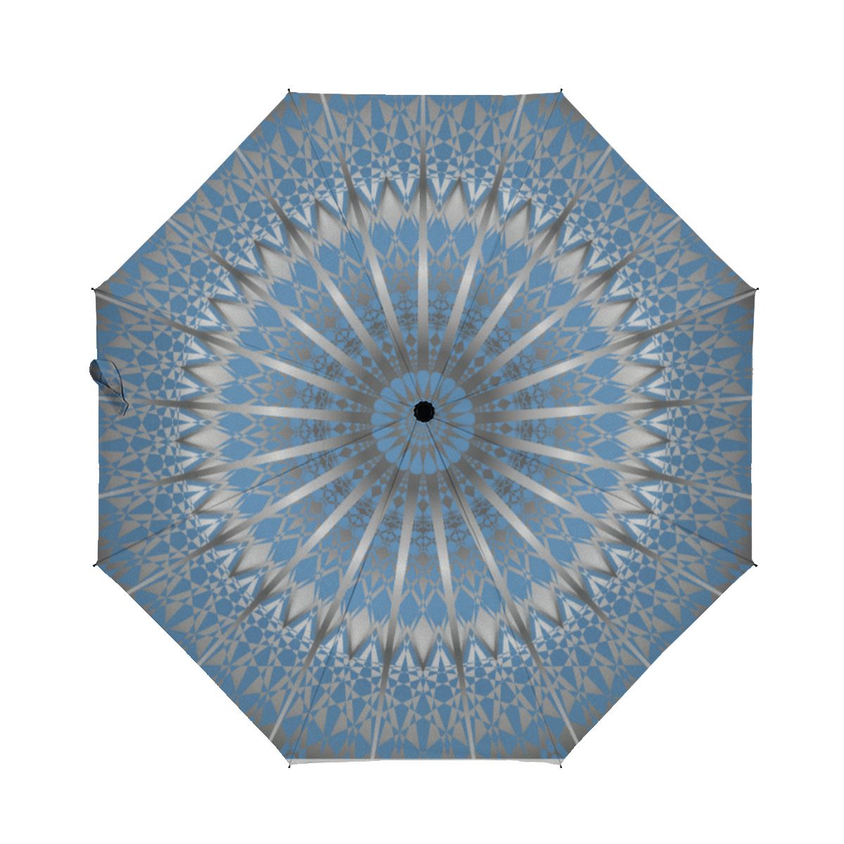 Silver Blue Mandala Brushed Polyester Umbrella No.36S23A