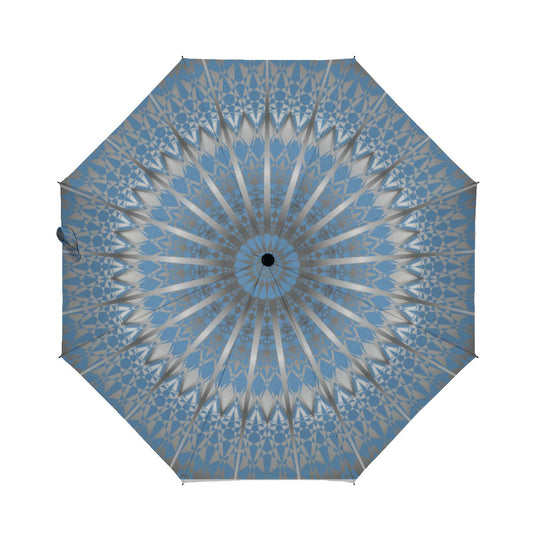 Silver Blue Mandala Brushed Polyester Umbrella No.36S23A