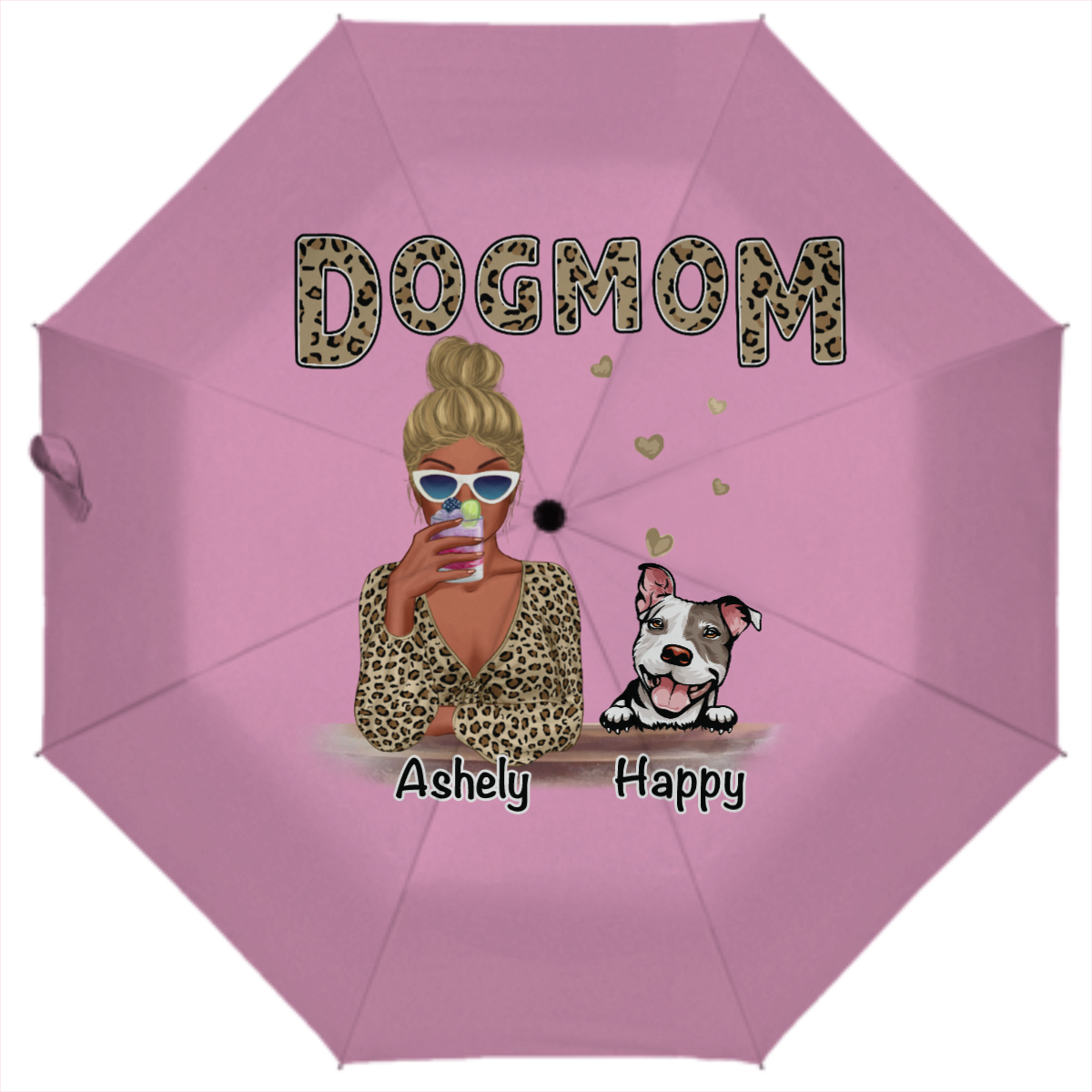 Leopard Shirt Dog Mom Personalized Automatic Folding Umbrella