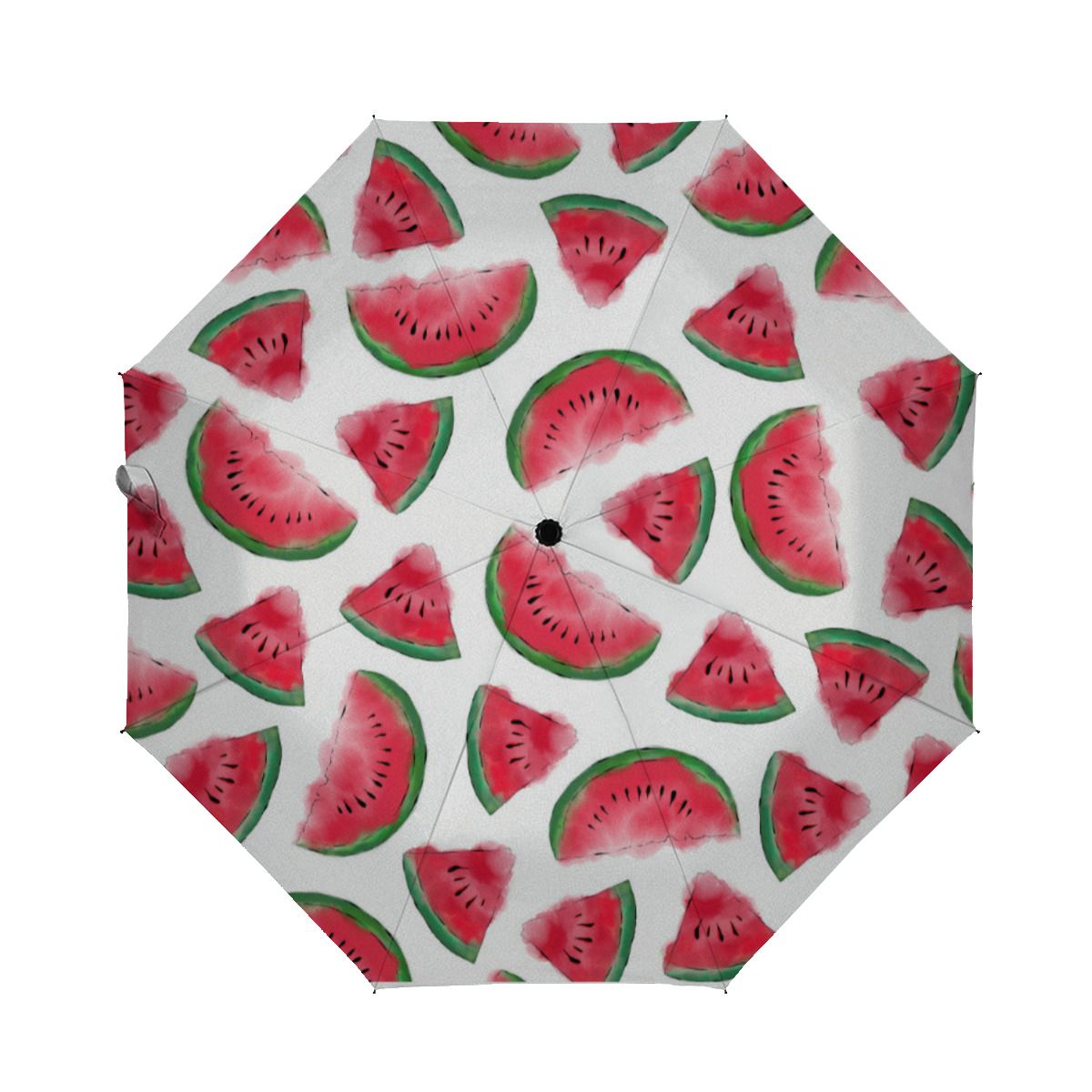 Summer Red Green Watermelon Watercolor Pattern Brushed Polyester Umbrella No.3GMNTA