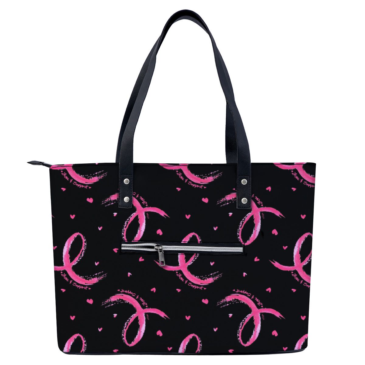 Love and Support Pink Ribbon Pattern Shoulder Bag No.LPFM8M