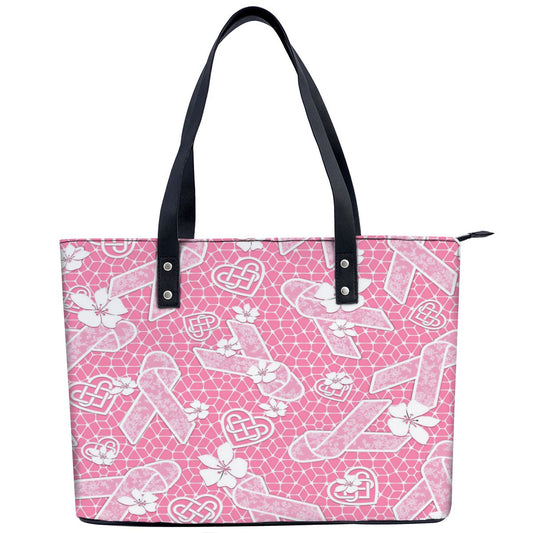 White Lace Pink Breast Cancer Awareness Shoulder Bag No.3BRIGK