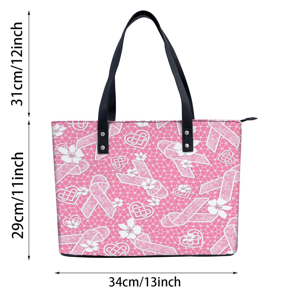 White Lace Pink Breast Cancer Awareness Shoulder Bag No.3BRIGK