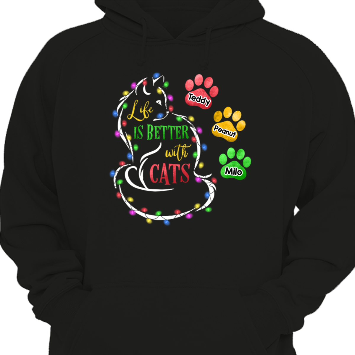 Life Is Better With Cats Personalized Hoodie Sweatshirt
