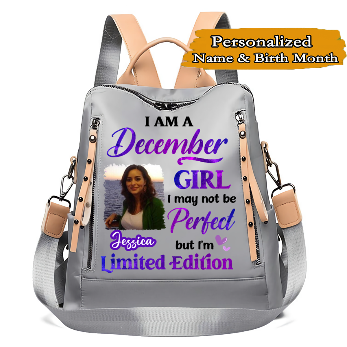 Birthday Gift Birth Month Fashion Girl Limited Edition Personalized Photo & Name Backpack