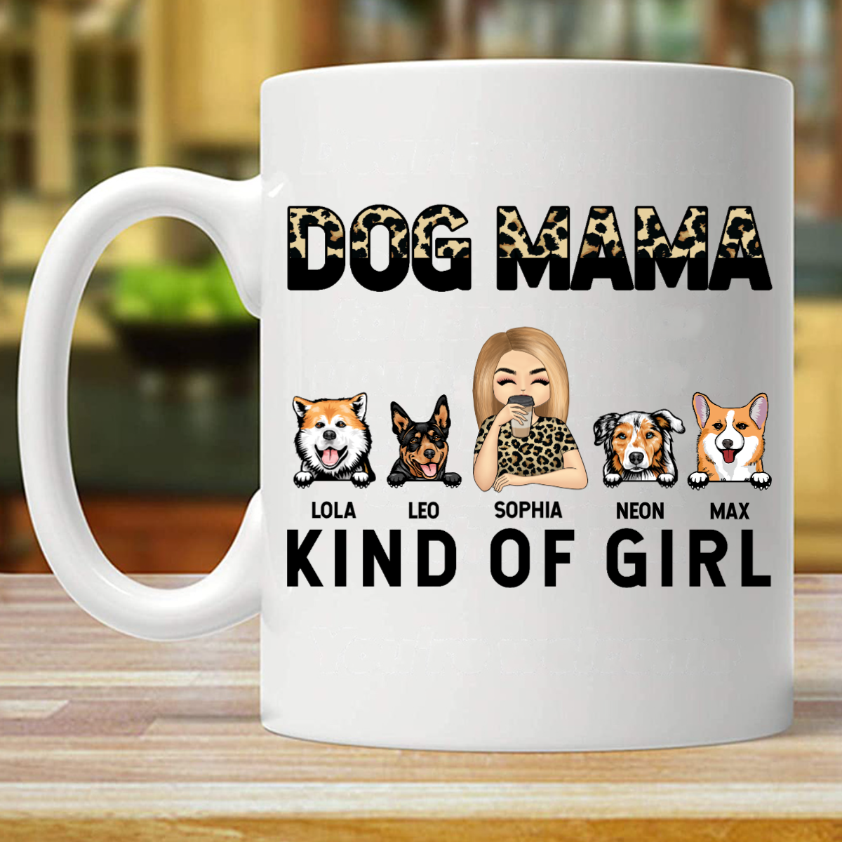 Dog Mama Kind Of Girl - 愛犬家へのギフト - パーソナライズドマグ (両面印刷)