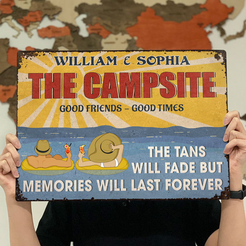 Couple Beach Bar Memories Will Last Forever - Personalized Custom Classic Metal Signs