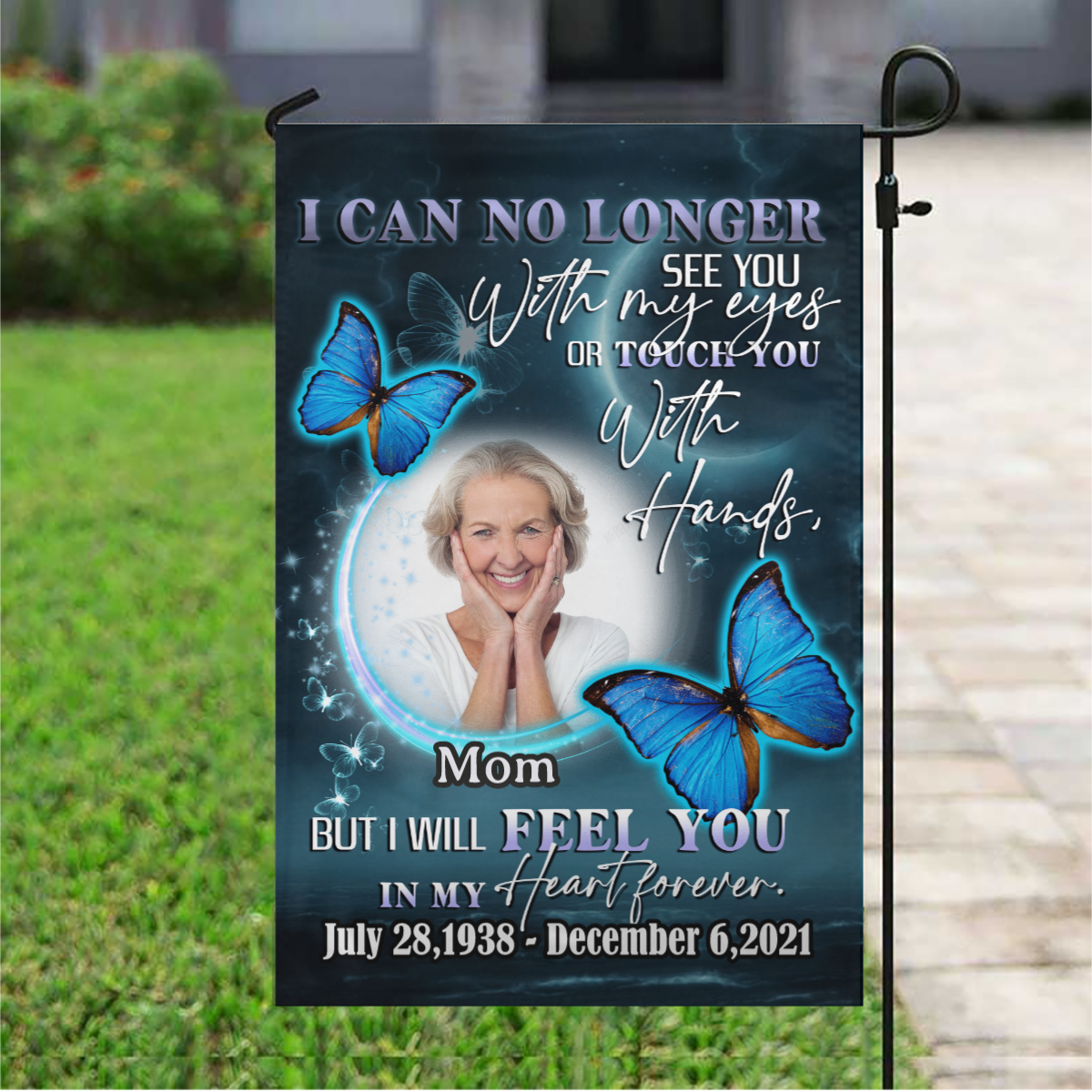 Feel You In My Heart Forever Personalized Photo Memorial Garden & House Flag