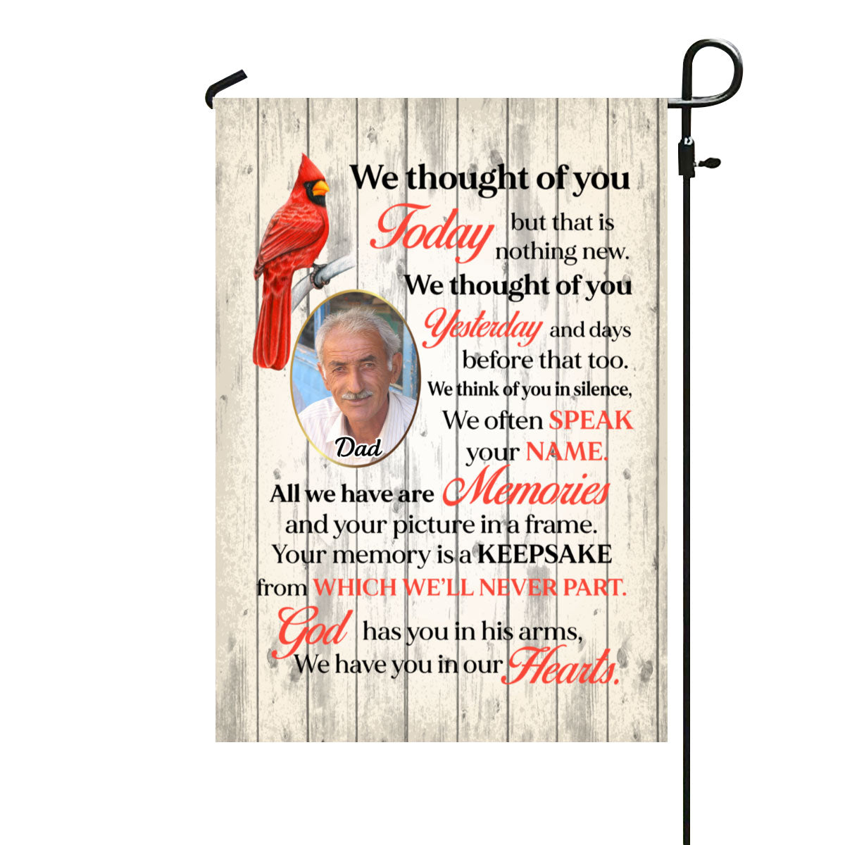 Thought Of You Today Memorial Personalized Cardinal Flag for Graves