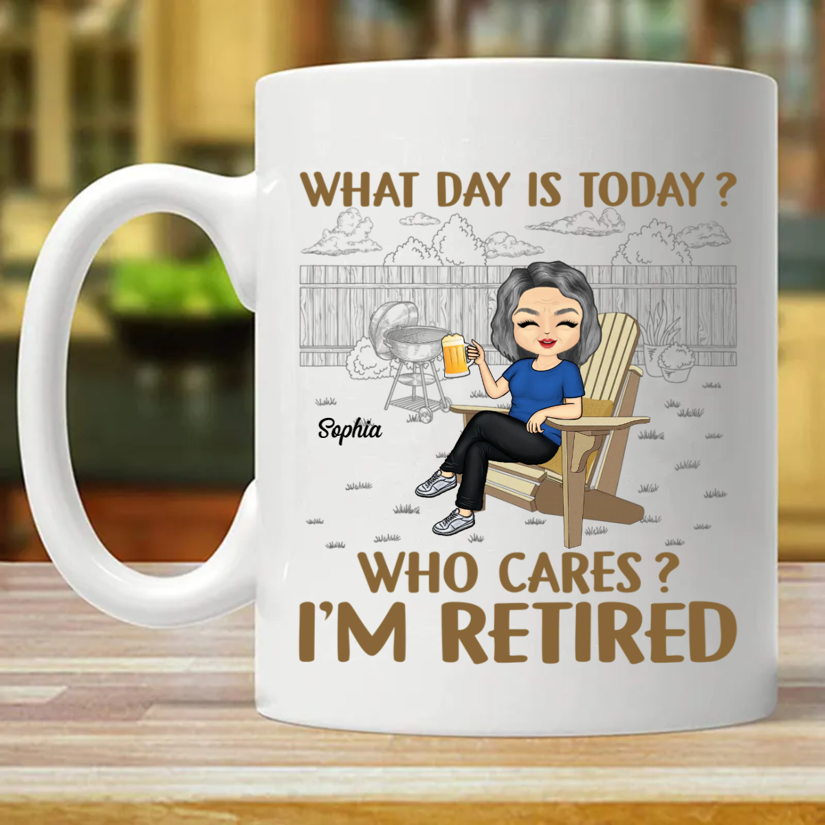 What Day Is Today Who Cares Retired Grilling - Retirement Gift - Personalized Custom Mug (Double-sided Printing)
