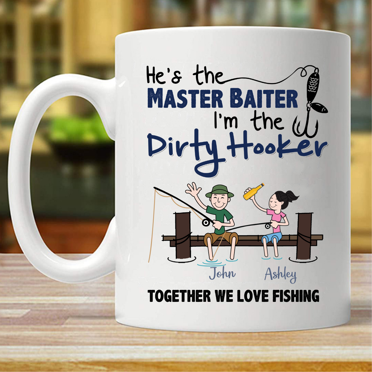 Together We Love Fishing Stick Couple Personalized Mug (Double-sided Printing)