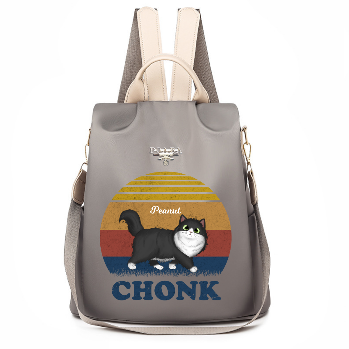 Chonk Fluffy Cat Walking Personalized Backpack