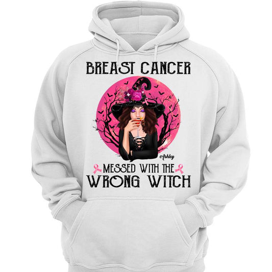 Breast Cancer Messed With The Wrong Witch Halloween Personalized Hoodie Sweatshirt