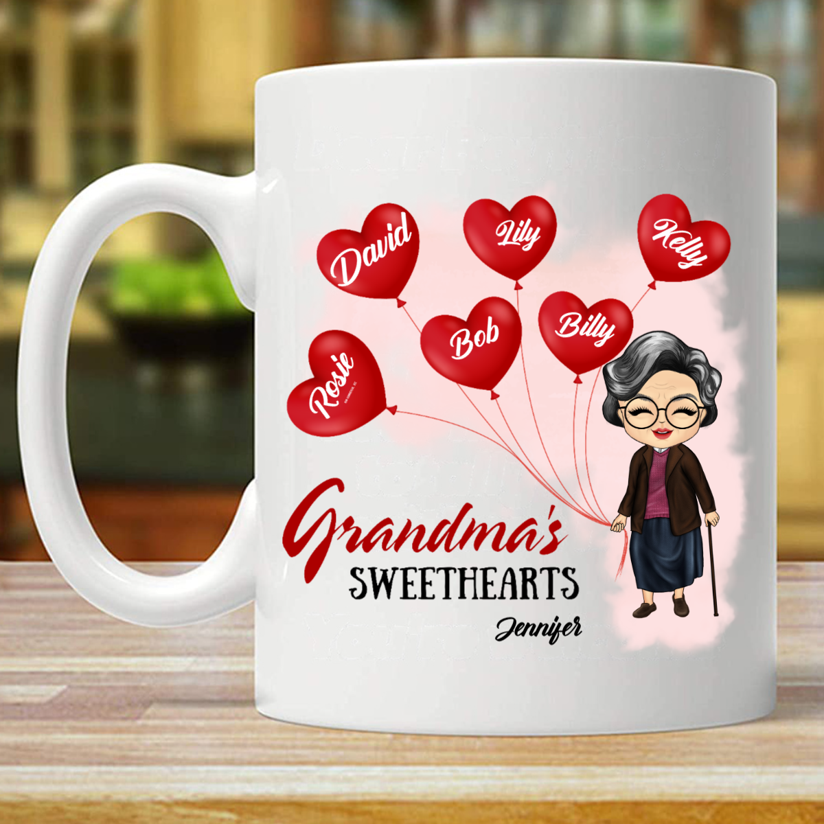 Grandma's Sweethearts - Mother Gift - Personalized Custom Mug (Double-sided Printing)
