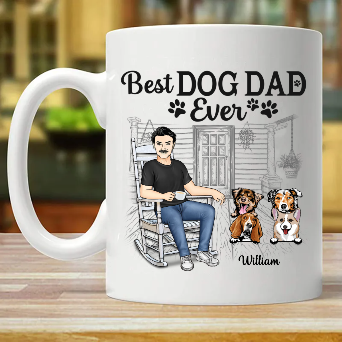Best Dog Dad Ever - 父へのギフト - パーソナライズされたカスタムマグ (両面印刷)