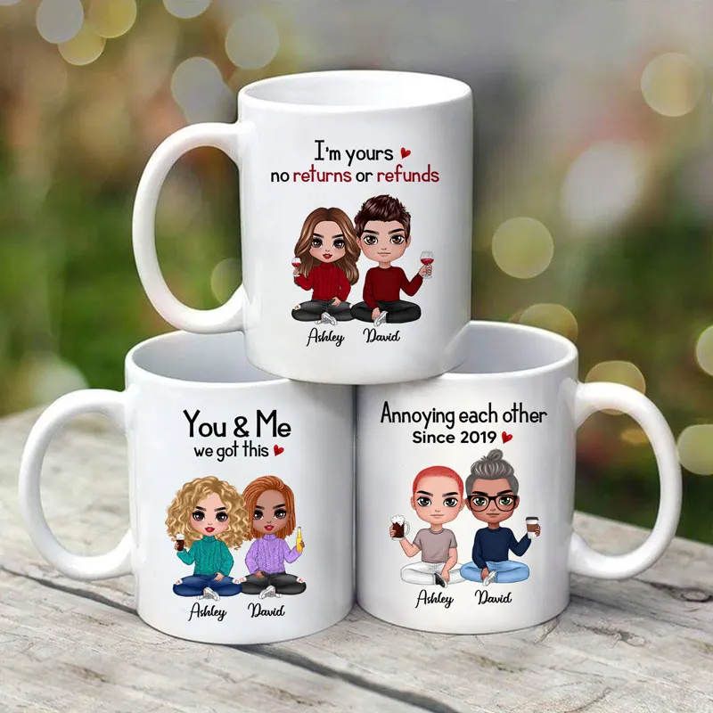 Together Since Doll Couple Sitting - Gift For Couples -  Personalized Custom Mug