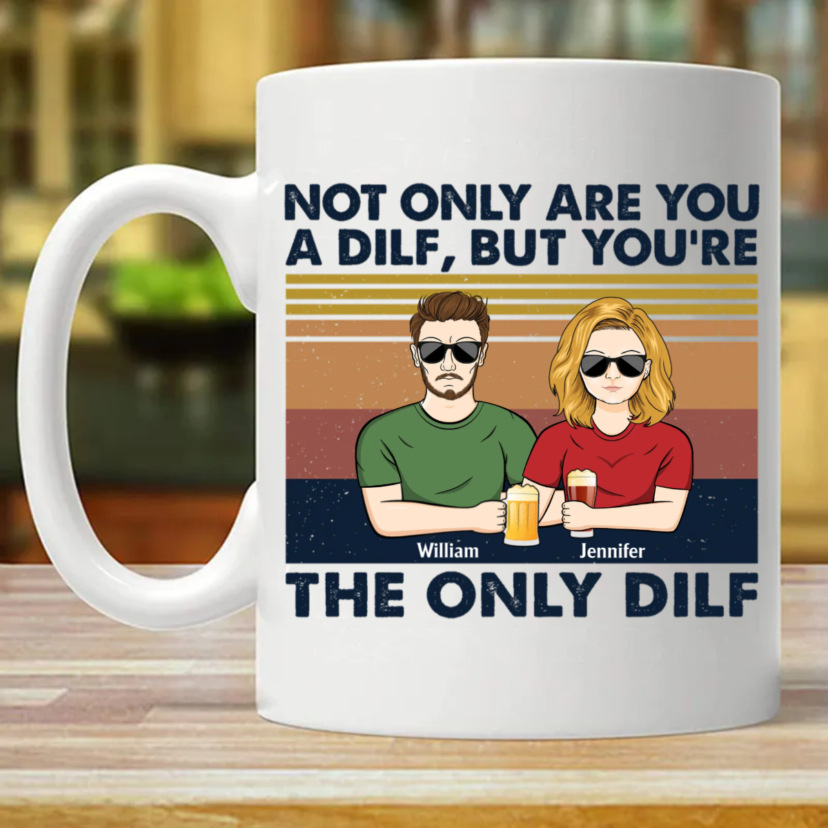 But You Are The Only Dilf Married Couple - お父さんへのギフト - パーソナライズされたカスタムマグカップ (両面印刷)