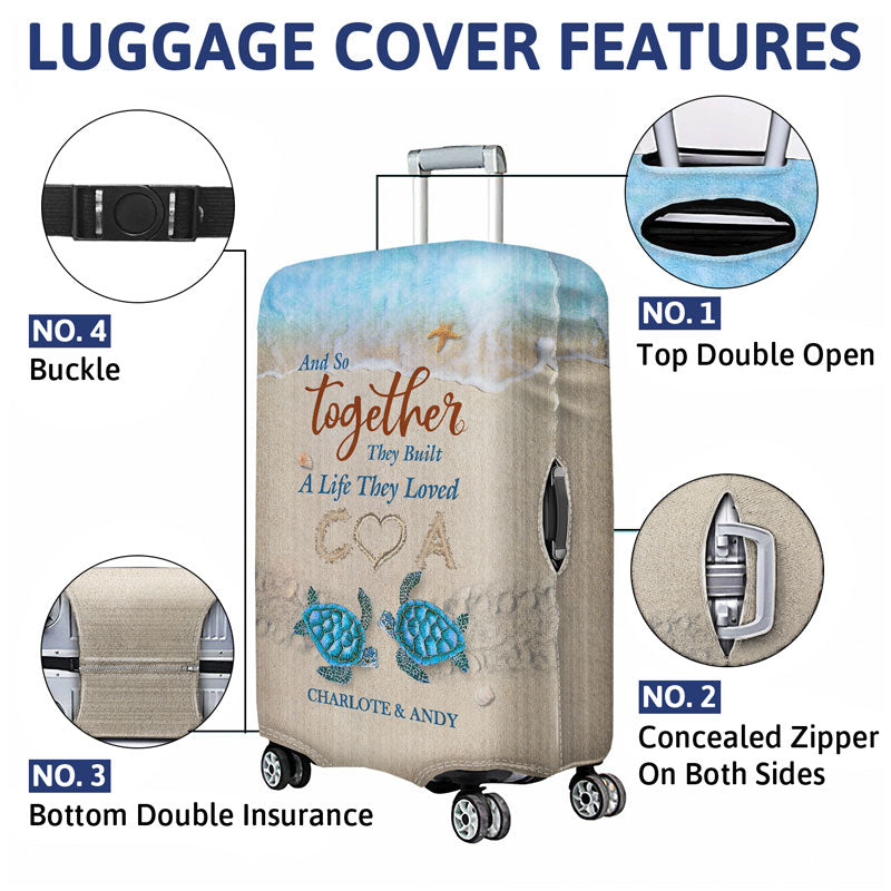 Beach Sea Turtle Couple And So Together They Built A Life They Loved - Gift For Couples - Personalized Custom Luggage Cover