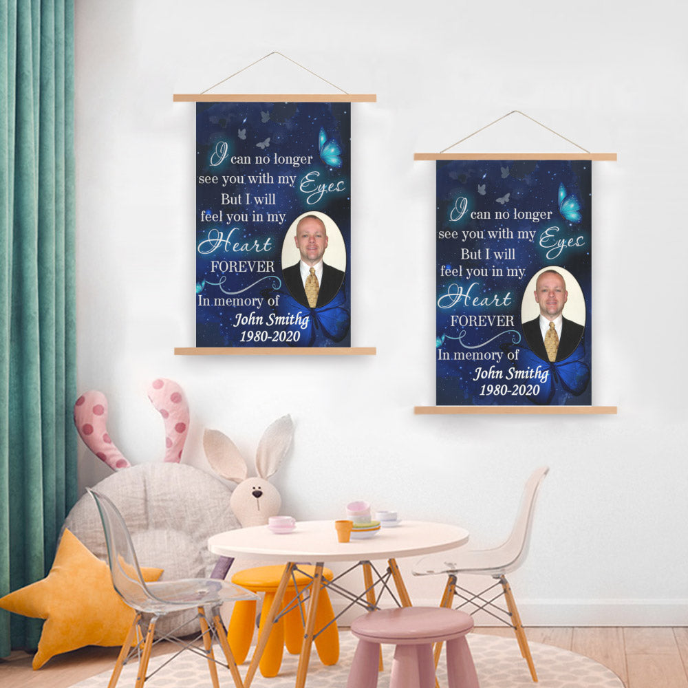 Missing You Is A Heartache Memorial Photo Personalized Scroll Painting With Wooden Poster Hanger