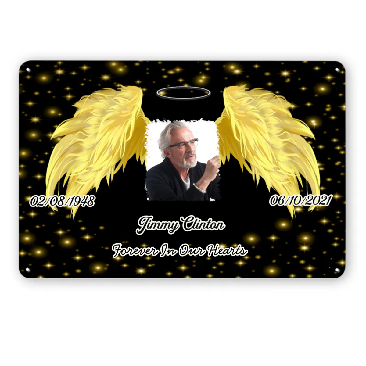Personalized Photo & Texts Angle Wing Memorial Classic Metal Signs