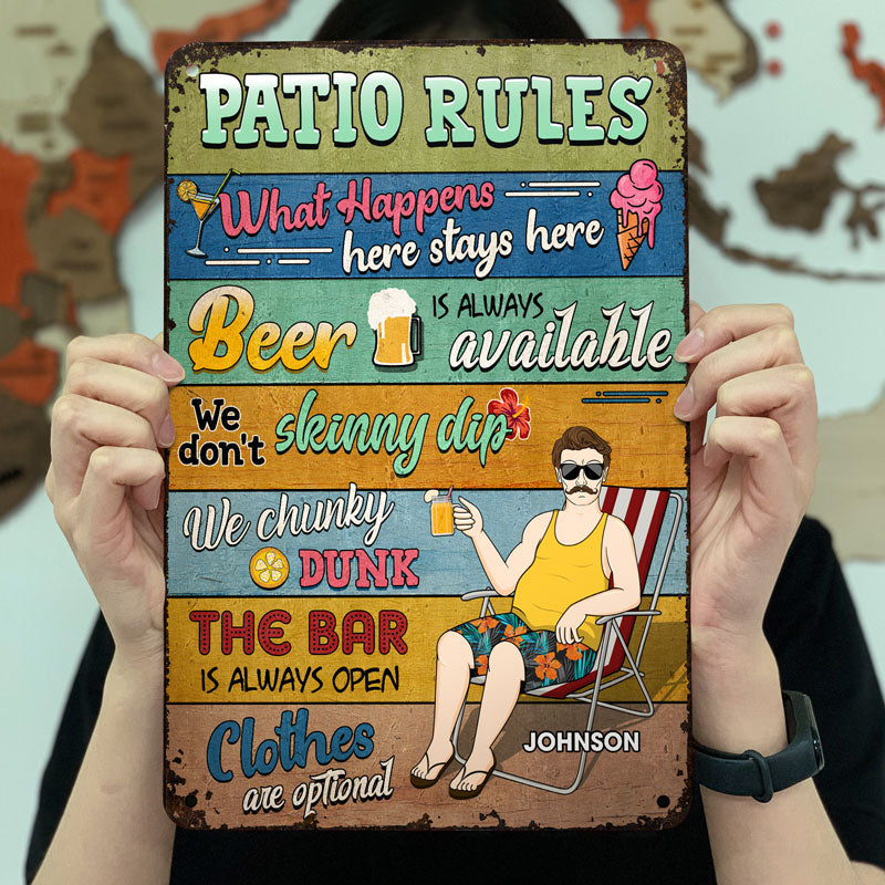 Beach Rules What Happens Here Stays Here - Outdoor Signs - Personalized Custom Classic Metal Signs