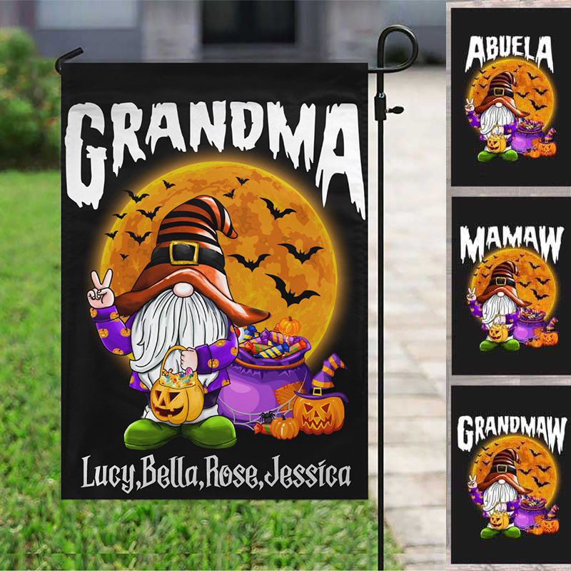 Witch Gnome Grandma Halloween Personalized Garden Flag