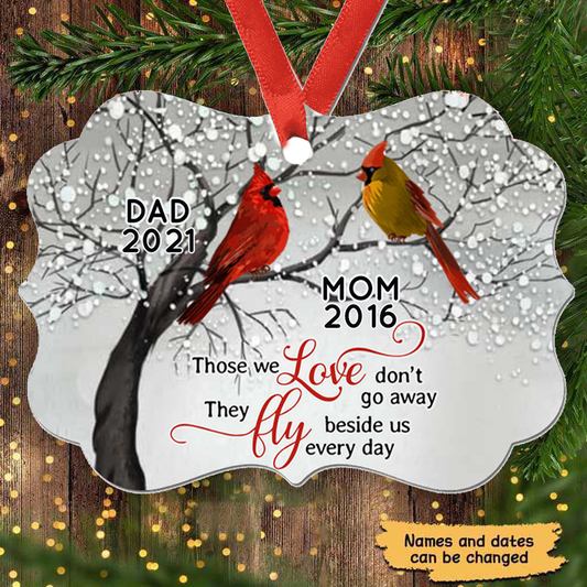 Cardinals Blossom Tree Dad Mom Memorial Personalized Circle Ornament