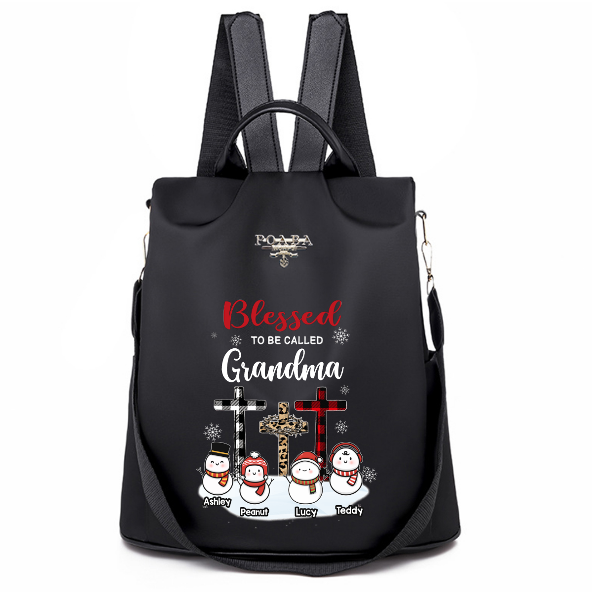 Blessed To Be Called Grandma Snowman Personalized Backpack