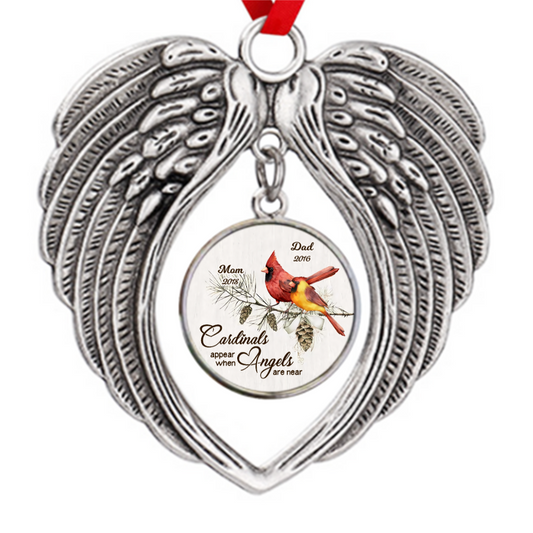 Cardinals Pine Branch Personalized Zinc Alloy Ornaments