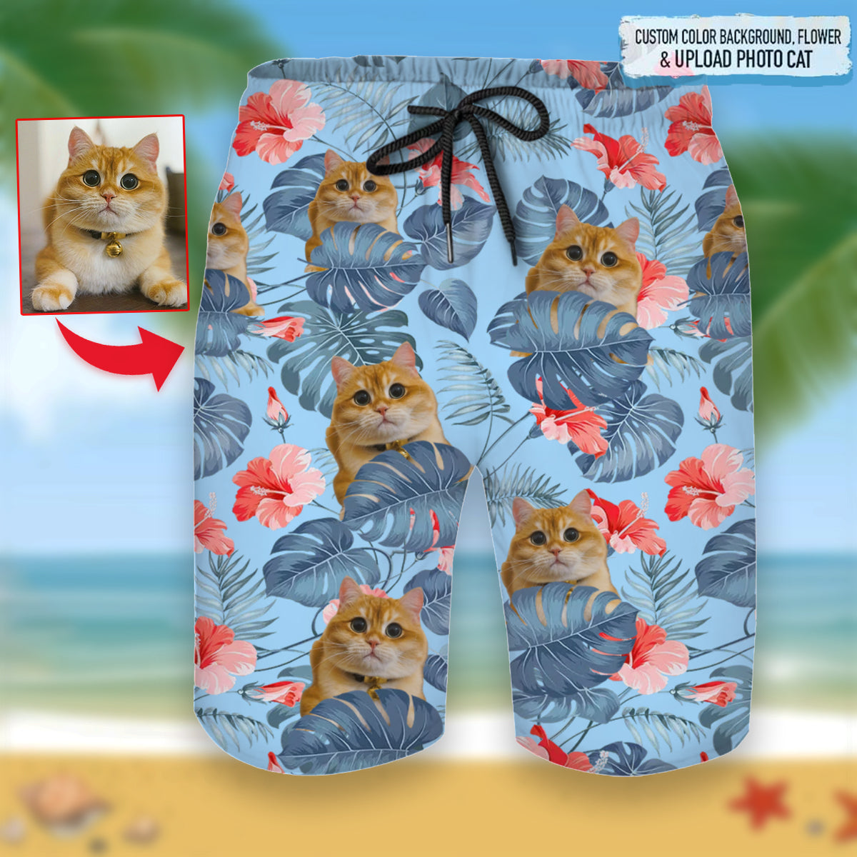 Personalized Photo Upload Men's Swim Trunks