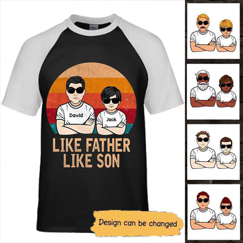 Like Father Like Son Matching Personalized Round Neck Baseball Tee