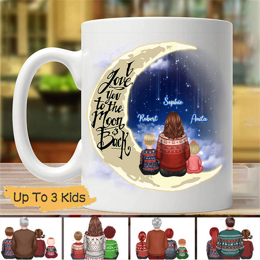 Parents Grandparents and Kids On Moon Personalized Mug