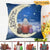 Parents Grandparents and Kids On Moon Personalized Polyester Linen Pillow