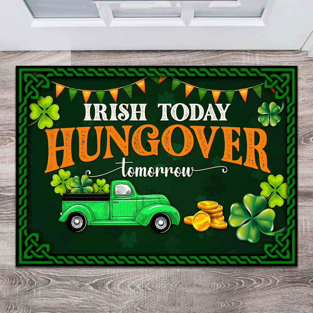 アイルランドの今日、二日酔いの明日聖パトリックの日ドアマット