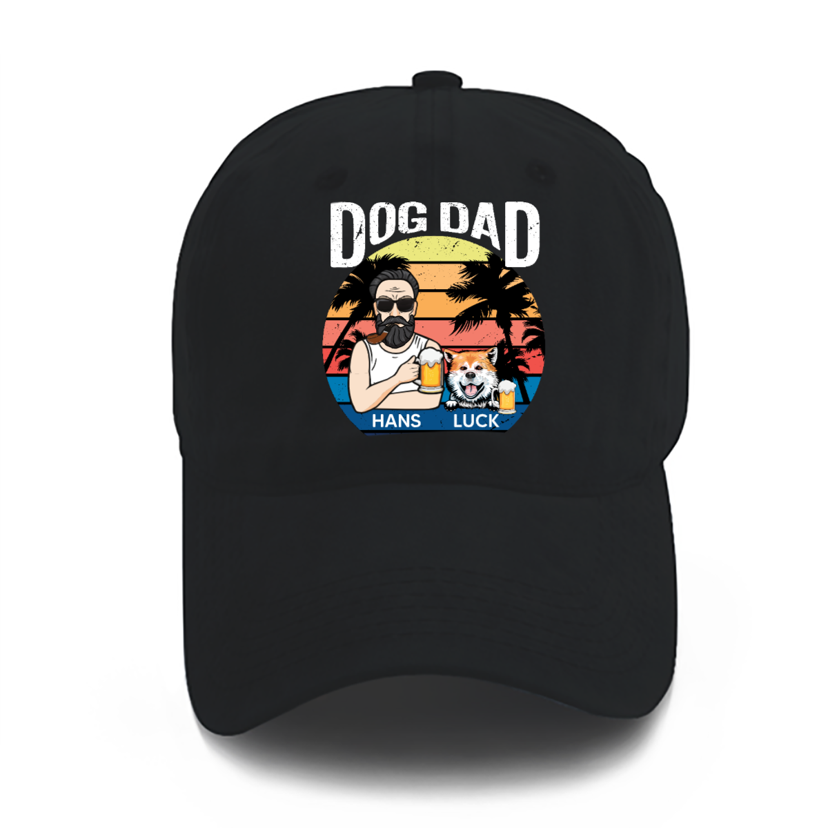 Dog Dad Summer Old Man パーソナライズ ベースボールキャップ