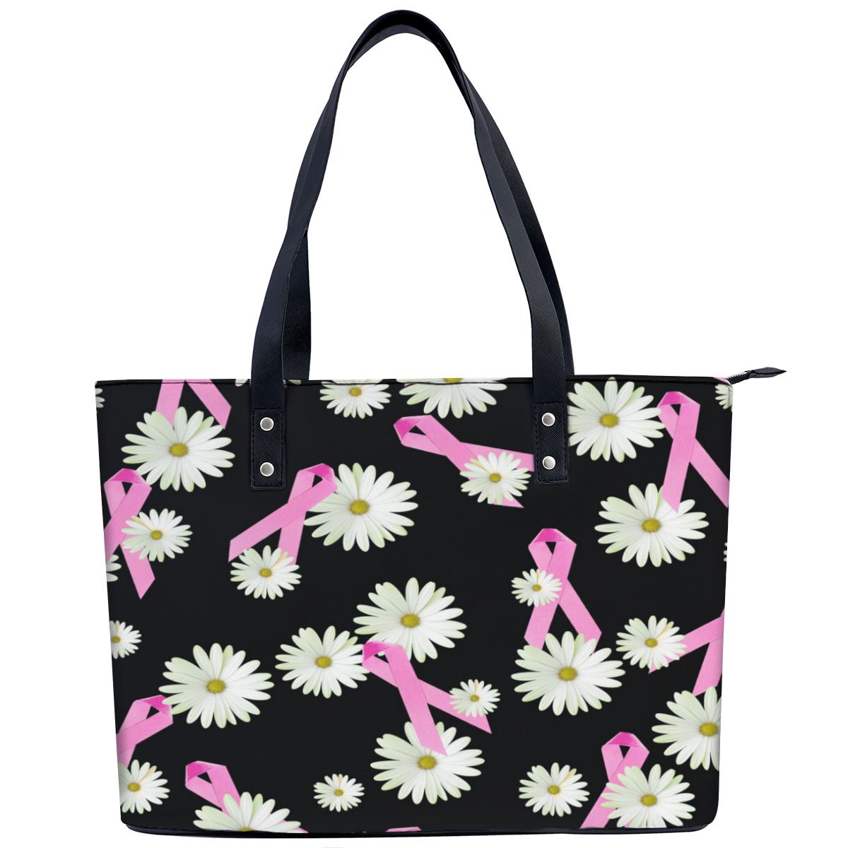 Breast cancer awareness pink ribbon and daisy Shoulder Bag No.XMBNHT