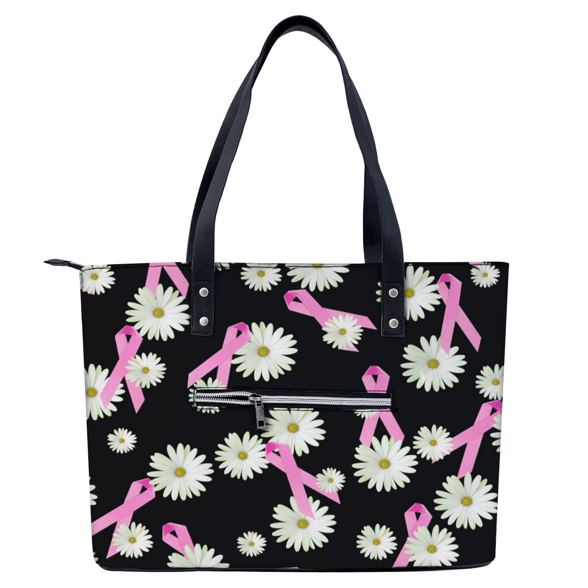 Breast cancer awareness pink ribbon and daisy Shoulder Bag No.XMBNHT