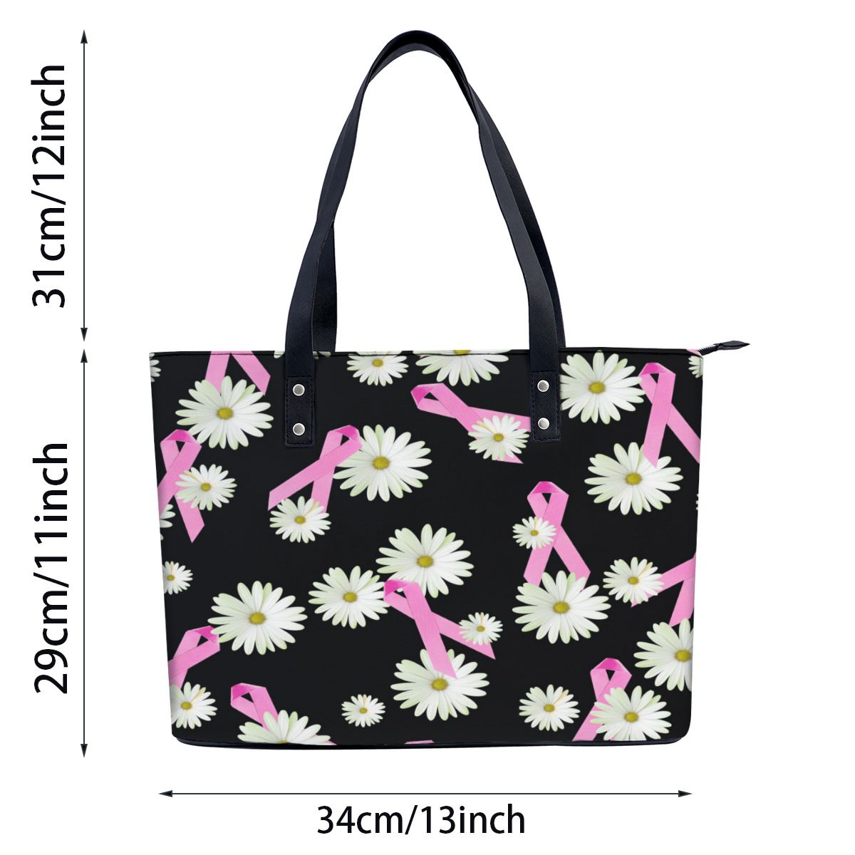 Breast cancer awareness pink ribbon and daisy Shoulder Bag No.XMBNHT