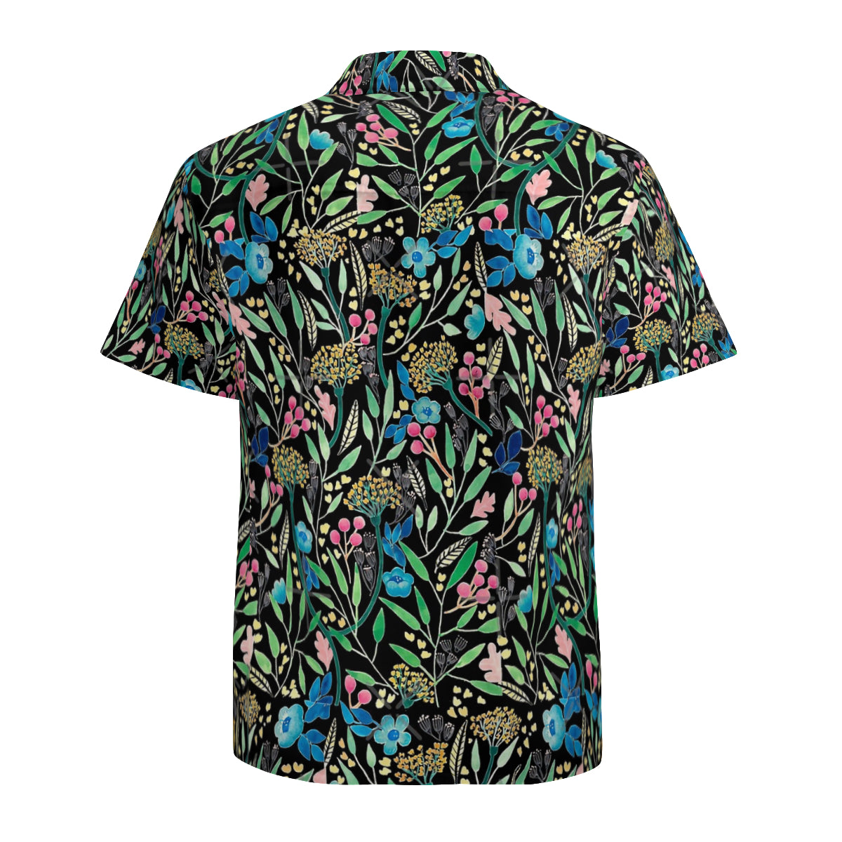 Flower Field Black Graphic Hawaiian Shirts No.4G8MCY