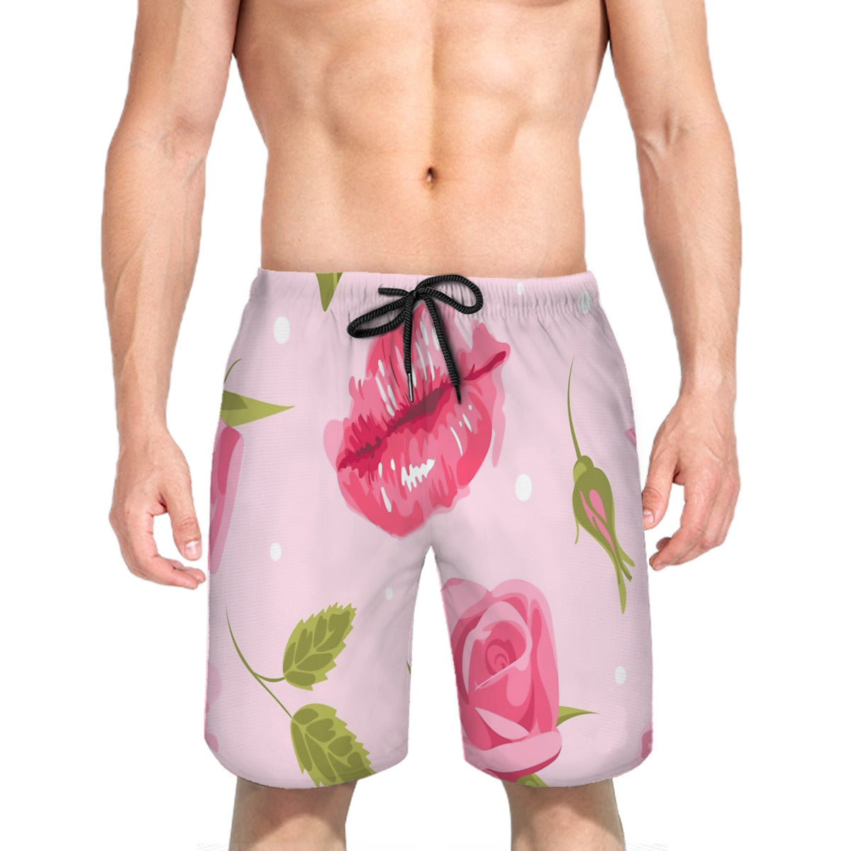 Floral Girly Pattern Pinky Floral Seamless Exotic Watercolor Garden Graphic Men's Swim Trunks No.4GU5Z9
