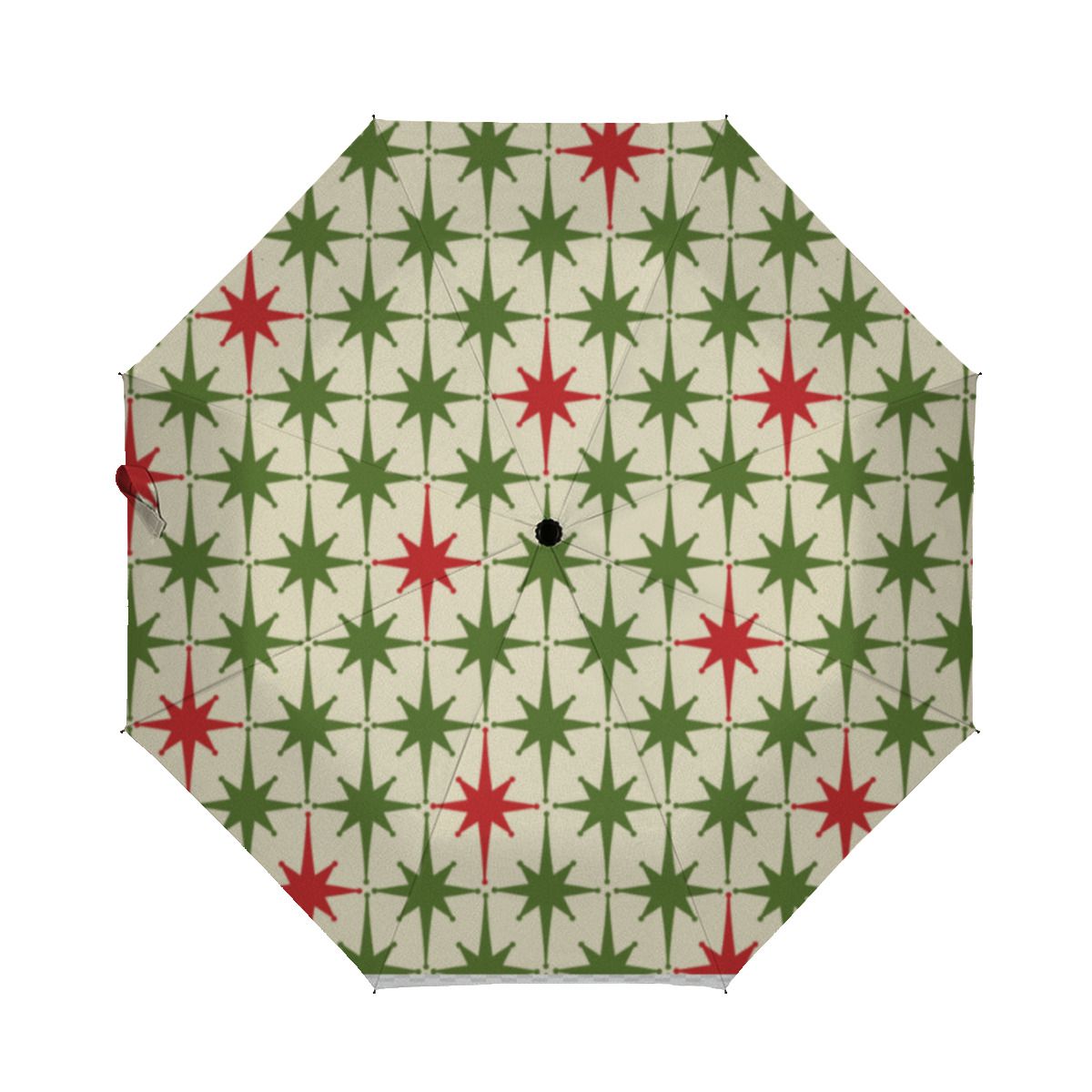 Retro Midcentury Modern Christmas Starbursts Brushed Polyester Umbrella No.4MIDSZ